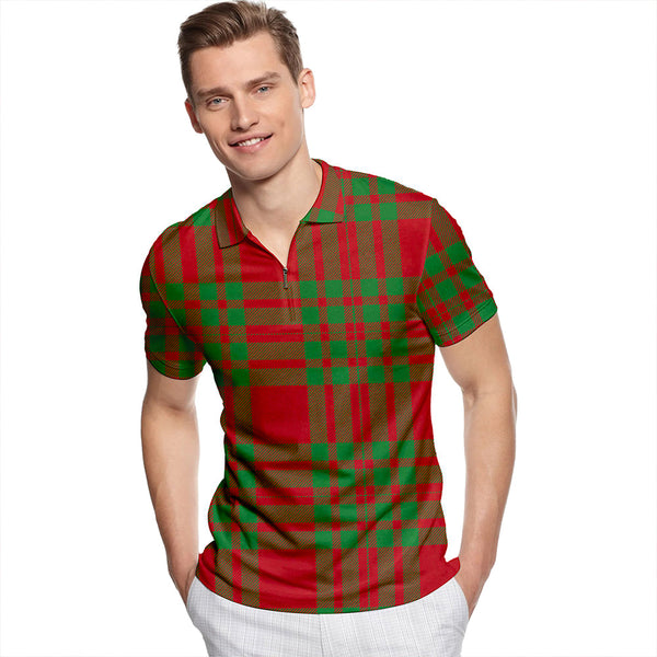 Cameron Cave Plaid Modern Tartan Classic Lapel Zip Short Sleeve Polo