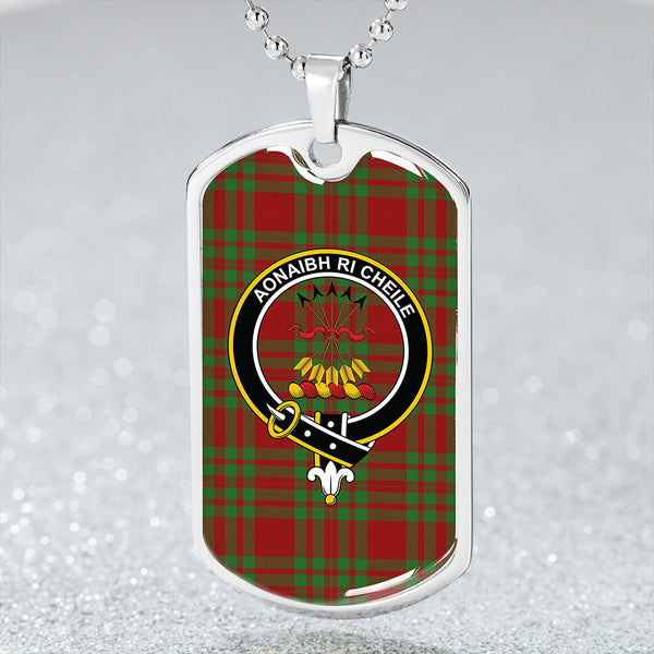 Cameron Cave Plaid Modern 2 Clan Badge Classic Tartan Dog Tag Necklace