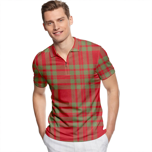 Cameron Cave Plaid Weathered Tartan Classic Lapel Zip Short Sleeve Polo