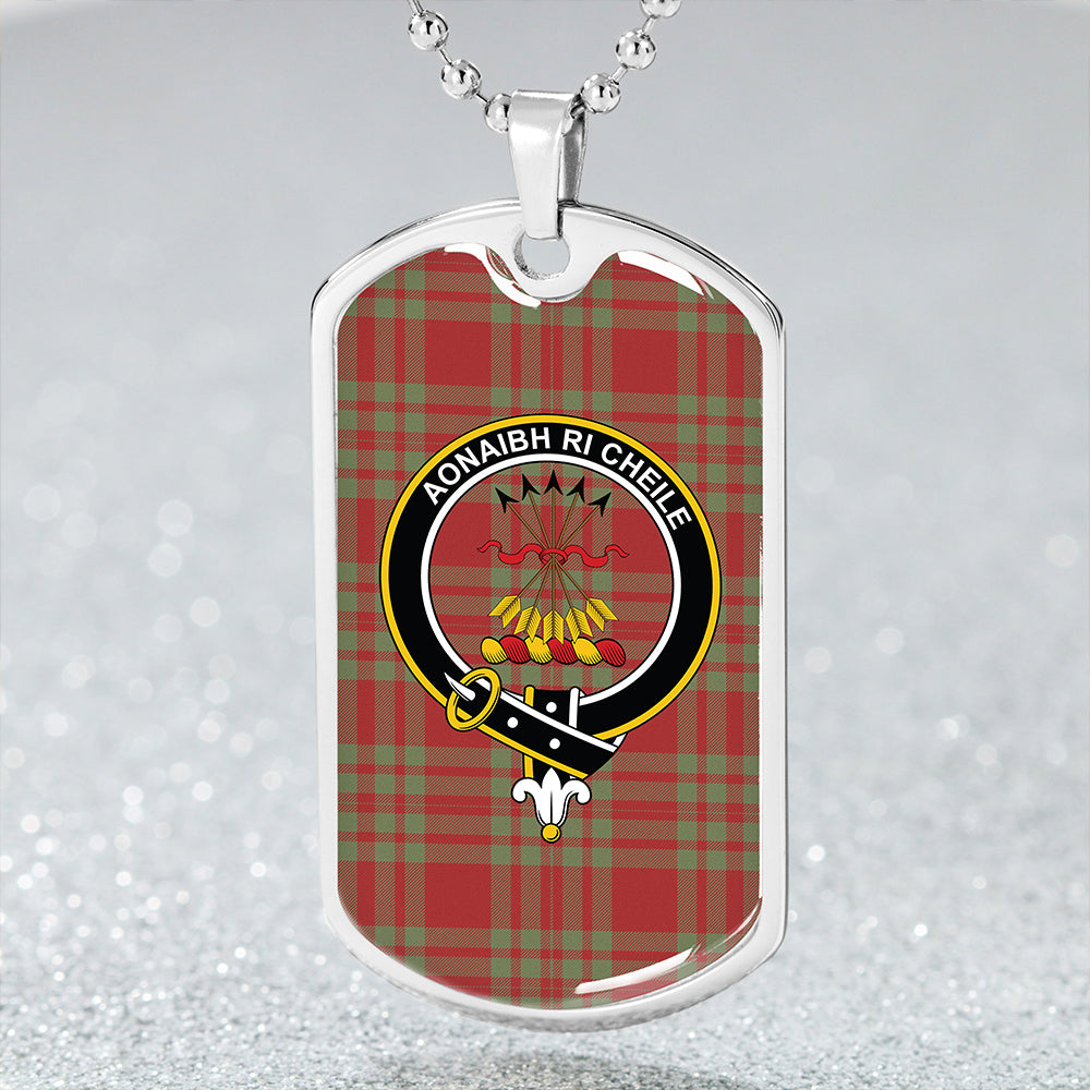 Cameron Cave Plaid Weathered 2 Clan Badge Classic Tartan Dog Tag Necklace