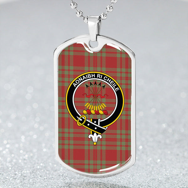 Cameron Cave Plaid Weathered 2 Clan Badge Classic Tartan Dog Tag Necklace