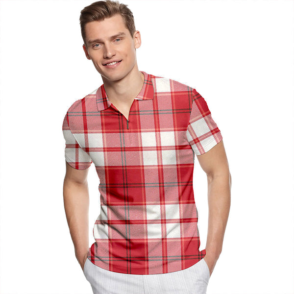 Cameron Hose #2 Weathered Tartan Classic Lapel Zip Short Sleeve Polo