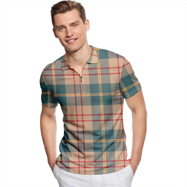 Cameron Hunting Weathered Tartan Classic Lapel Zip Short Sleeve Polo