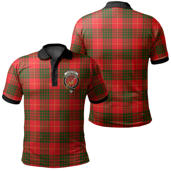 Cameron Modern Tartan Crest Polo Shirt Black Neck 2 Style