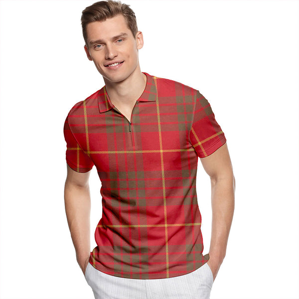 Cameron Weathered Tartan Classic Lapel Zip Short Sleeve Polo