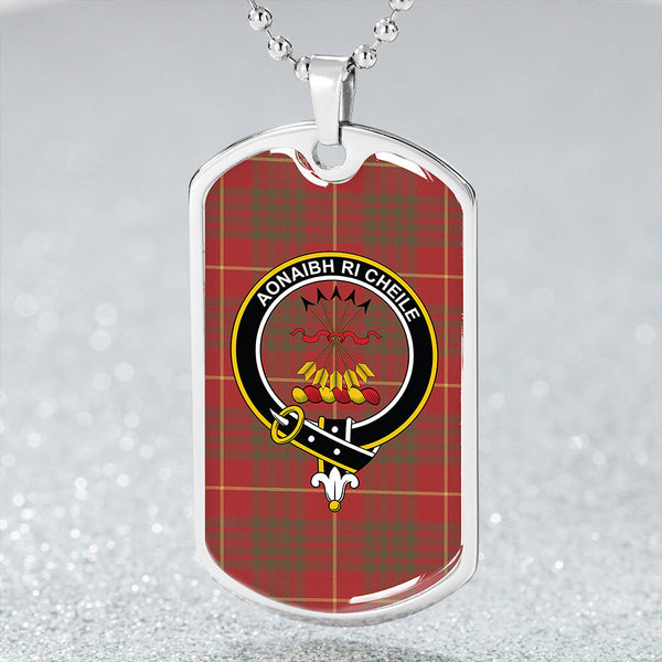 Cameron Weathered 2 Clan Badge Classic Tartan Dog Tag Necklace