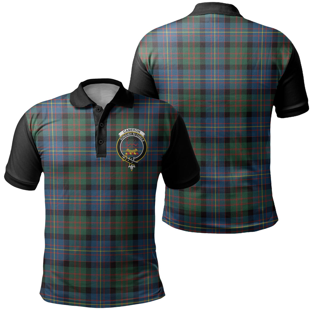 Cameron of Erracht Ancient Tartan Crest Polo Shirt Black Neck 1 Style