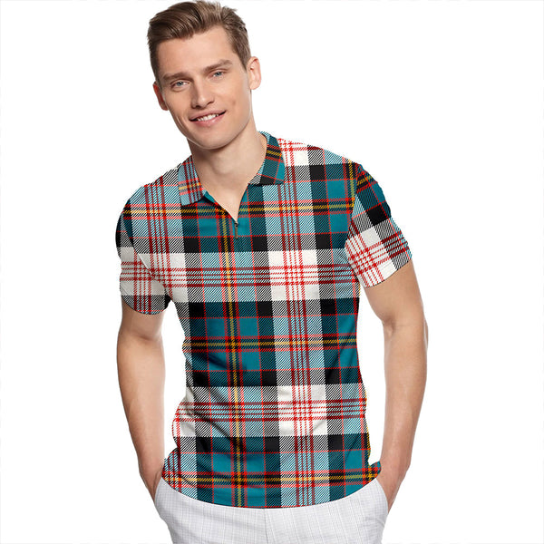 Cameron of Erracht Dress Ancient Tartan Classic Lapel Zip Short Sleeve Polo