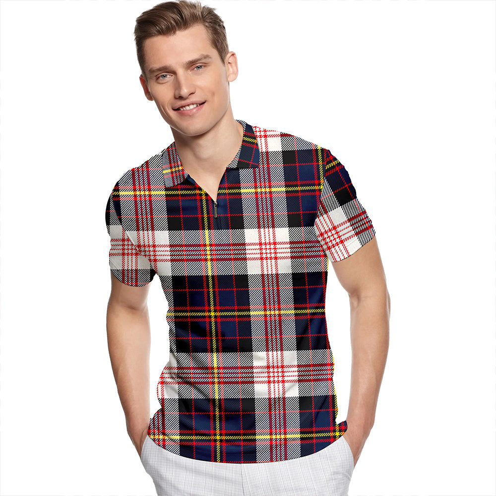 Cameron of Erracht Dress Modern Tartan Classic Lapel Zip Short Sleeve Polo