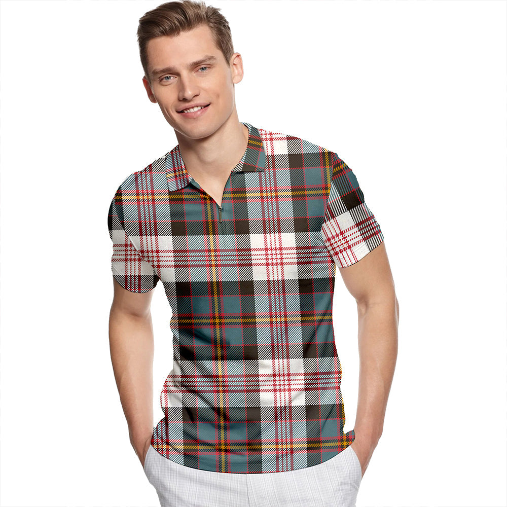 Cameron of Erracht Dress Weathered Tartan Classic Lapel Zip Short Sleeve Polo