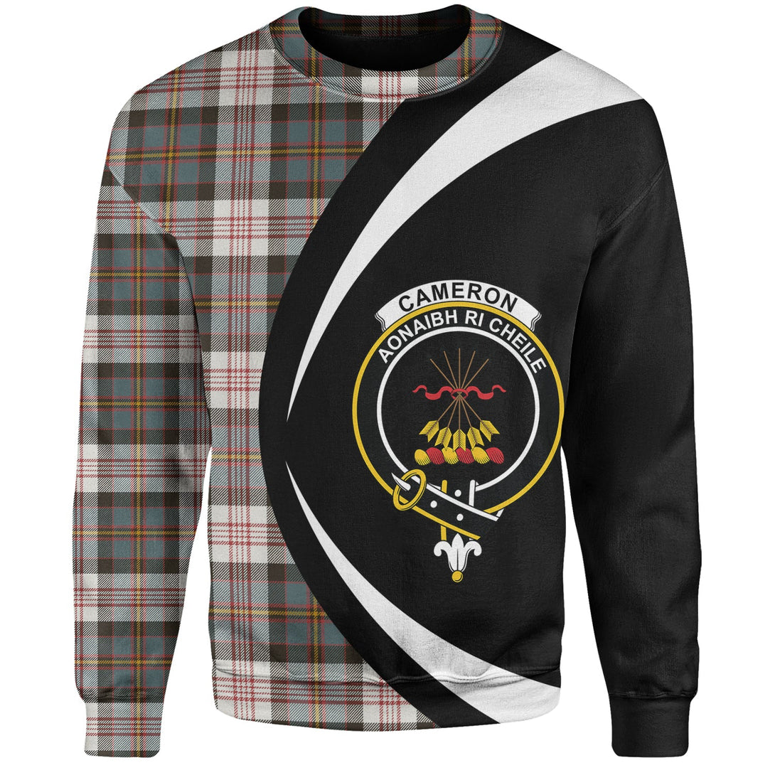 Cameron of Erracht Dress Weathered 2 Clan Badge Tartan Sweatshirt Circle Style Personalized