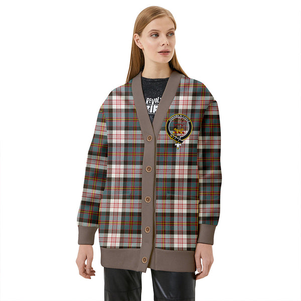 Cameron of Erracht Dress Weathered 2 Clan Badge Tartan V-neck Cardigan