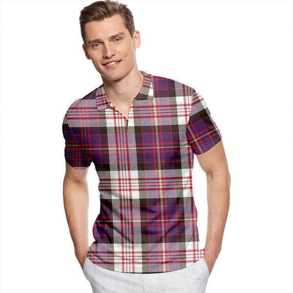 Cameron of Erracht Dress #2 Weathered Tartan Classic Lapel Zip Short Sleeve Polo