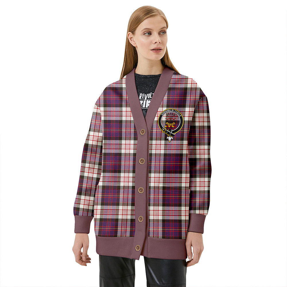 Cameron of Erracht Dress #2 Weathered 2 Clan Badge Tartan V-neck Cardigan