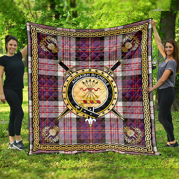 Cameron of Erracht Dress #2 Weathered 2 Clan Badge Tartan Premium Quilt Celtic Shield