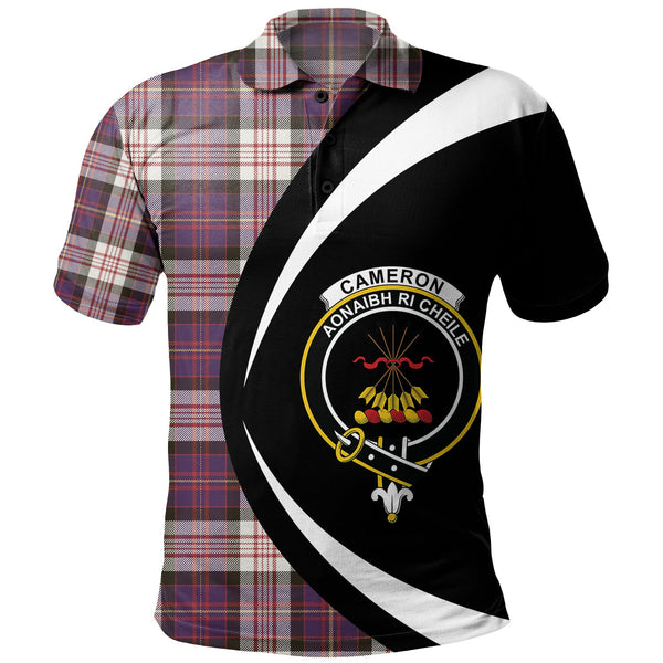 Cameron of Erracht Dress #2 Weathered 2 Clan Badge Tartan Polo Shirt Circle Style Personalized