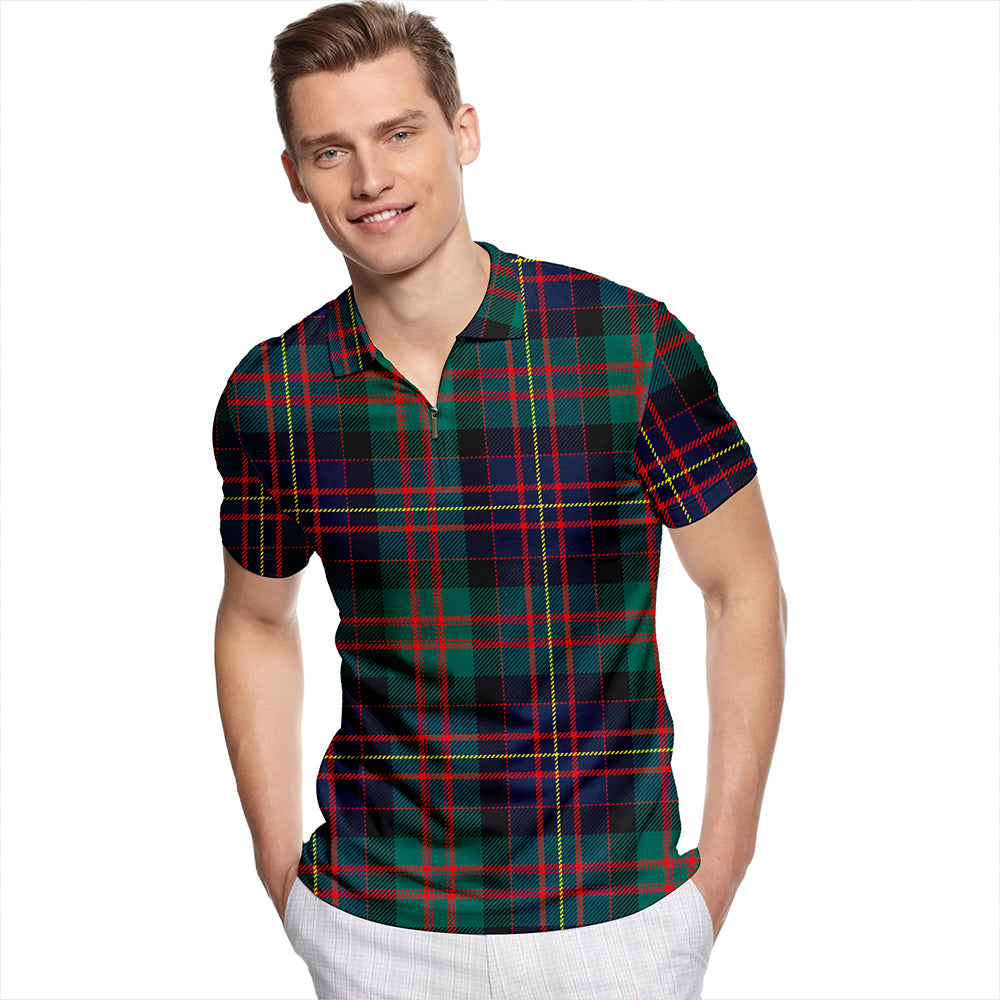 Cameron of Erracht Modern Tartan Classic Lapel Zip Short Sleeve Polo