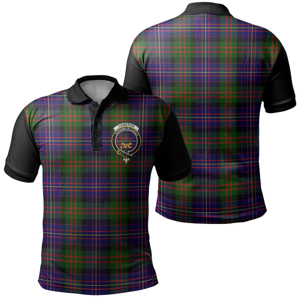 Cameron of Erracht Modern Tartan Crest Polo Shirt Black Neck 1 Style