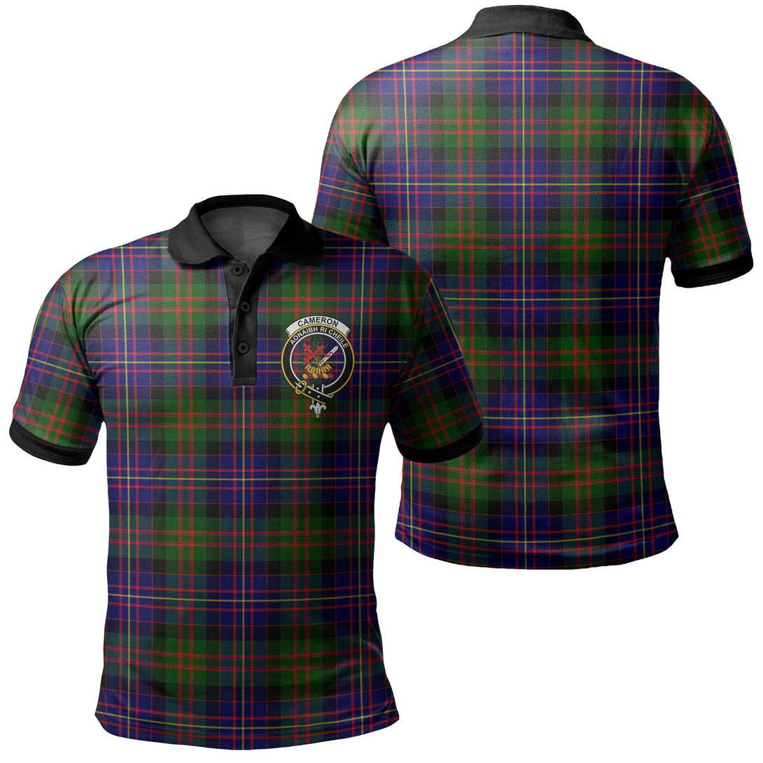 Cameron of Erracht Modern Tartan Crest Polo Shirt Black Neck 2 Style