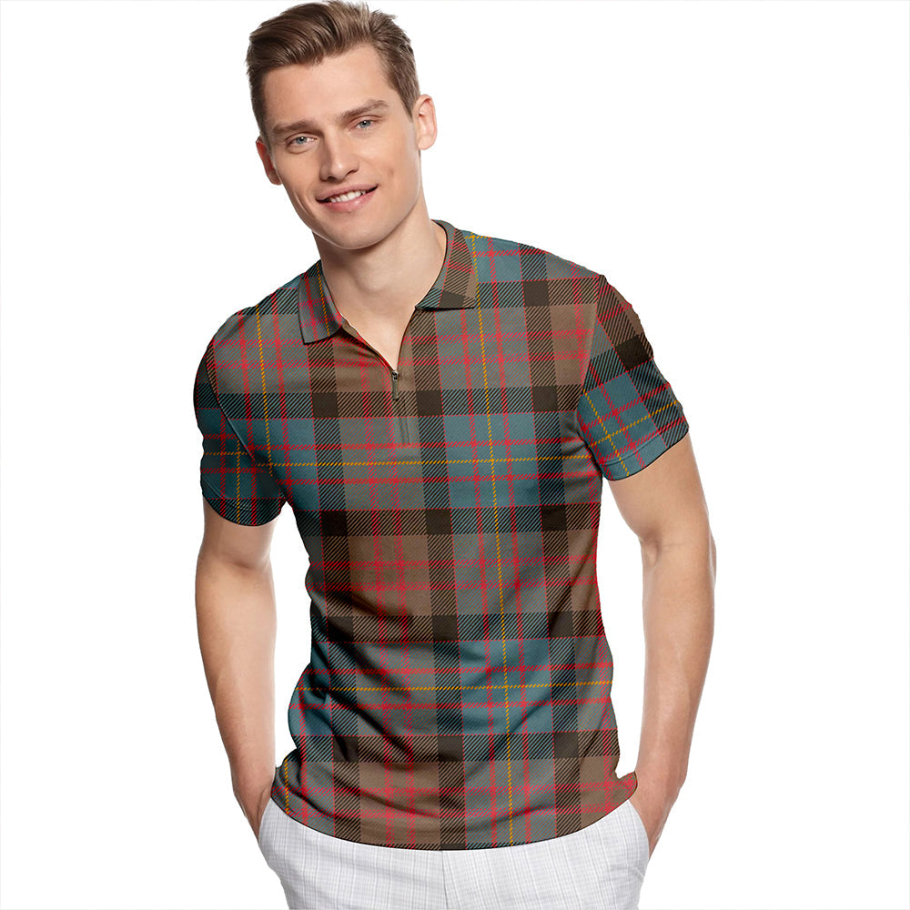 Cameron of Erracht Weathered Tartan Classic Lapel Zip Short Sleeve Polo