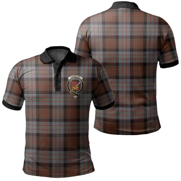 Cameron of Erracht Weathered Tartan Crest Polo Shirt Black Neck 2 Style