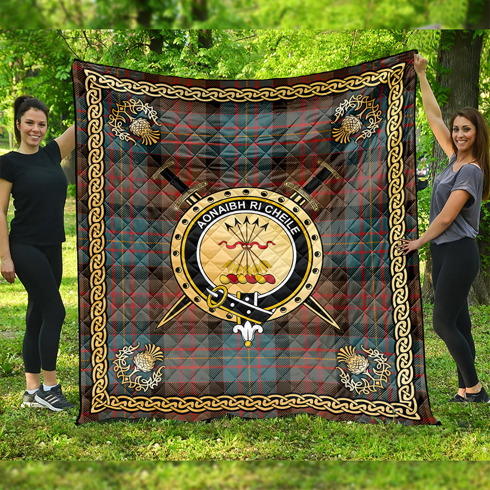 Cameron of Erracht Weathered 2 Clan Badge Tartan Premium Quilt Celtic Shield