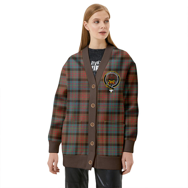 Cameron of Erracht Weathered 2 Clan Badge Tartan V-neck Cardigan