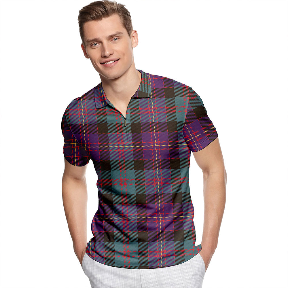 Cameron of Erracht #3 Weathered Tartan Classic Lapel Zip Short Sleeve Polo