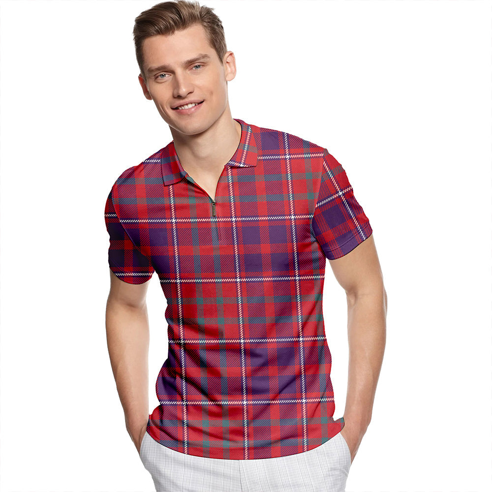 Cameron of Locheil Weathered Tartan Classic Lapel Zip Short Sleeve Polo