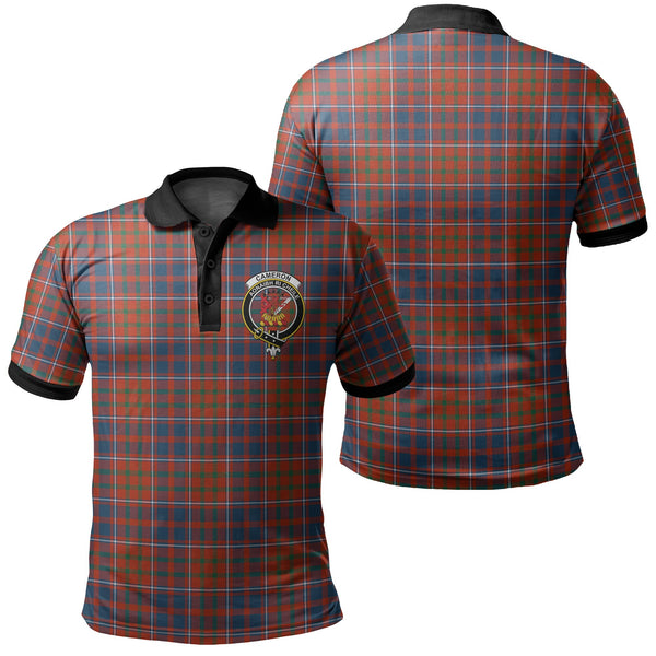 Cameron of Lochiel Ancient Tartan Crest Polo Shirt Black Neck 2 Style