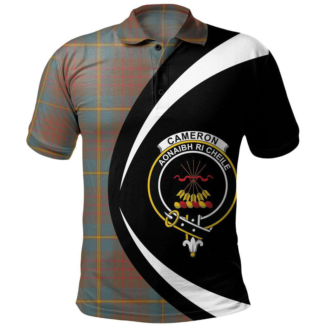 Cameron of Lochiel Hunting Weathered 2 Clan Badge Tartan Polo Shirt Circle Style Personalized