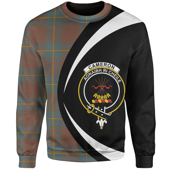 Cameron of Lochiel Hunting Weathered 2 Clan Badge Tartan Sweatshirt Circle Style Personalized