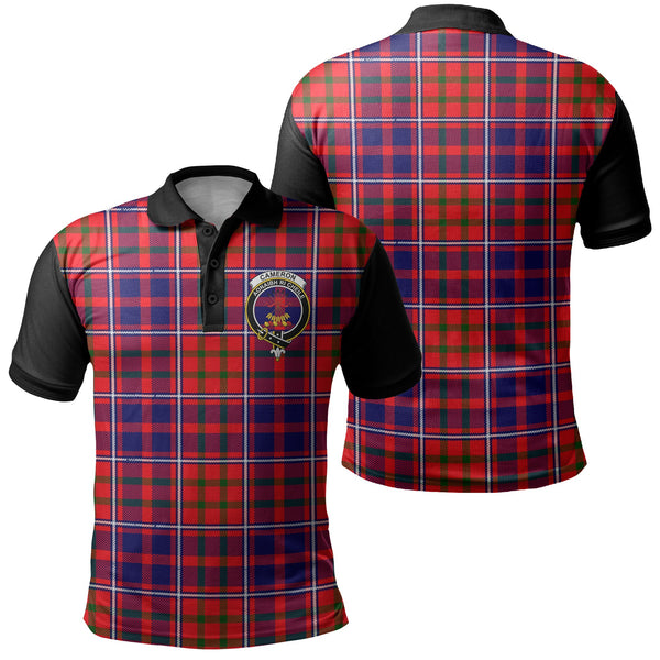 Cameron of Lochiel Modern Tartan Crest Polo Shirt Black Neck 1 Style