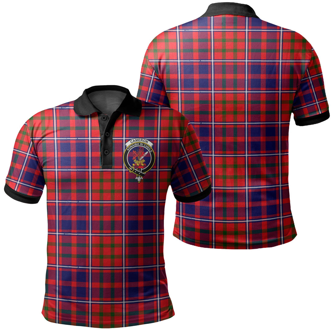 Cameron of Lochiel Modern Tartan Crest Polo Shirt Black Neck 2 Style