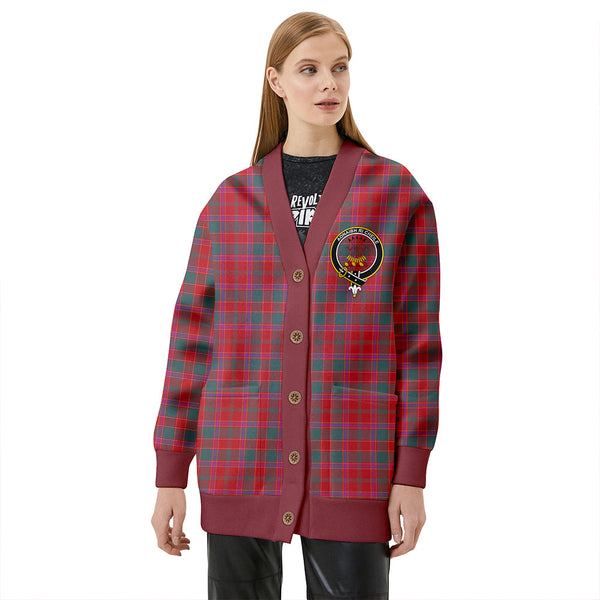 Cameron of Lochiel #2 Weathered 2 Clan Badge Tartan V-neck Cardigan