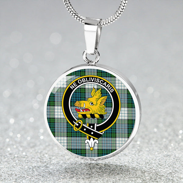 Campbell 42nd Dress Ancient 2 Clan Badge Tartan Classic Circle Necklace