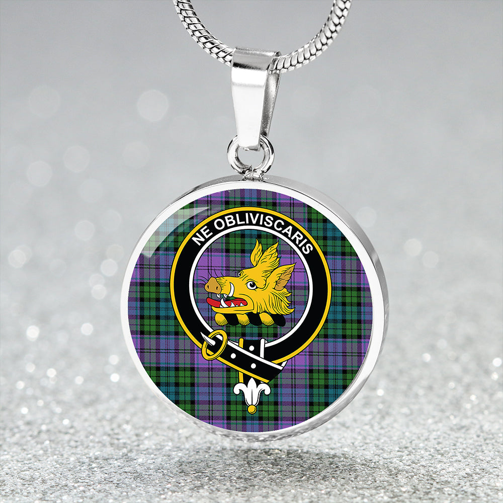 Campbell 42nd Dress Balhousie Ancient 2 Clan Badge Tartan Classic Circle Necklace