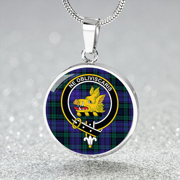 Campbell 42nd Dress Balhousie Modern 2 Clan Badge Tartan Classic Circle Necklace