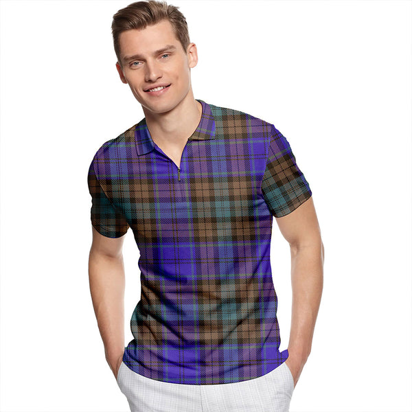 Campbell 42nd Dress Balhousie Weathered Tartan Classic Lapel Zip Short Sleeve Polo