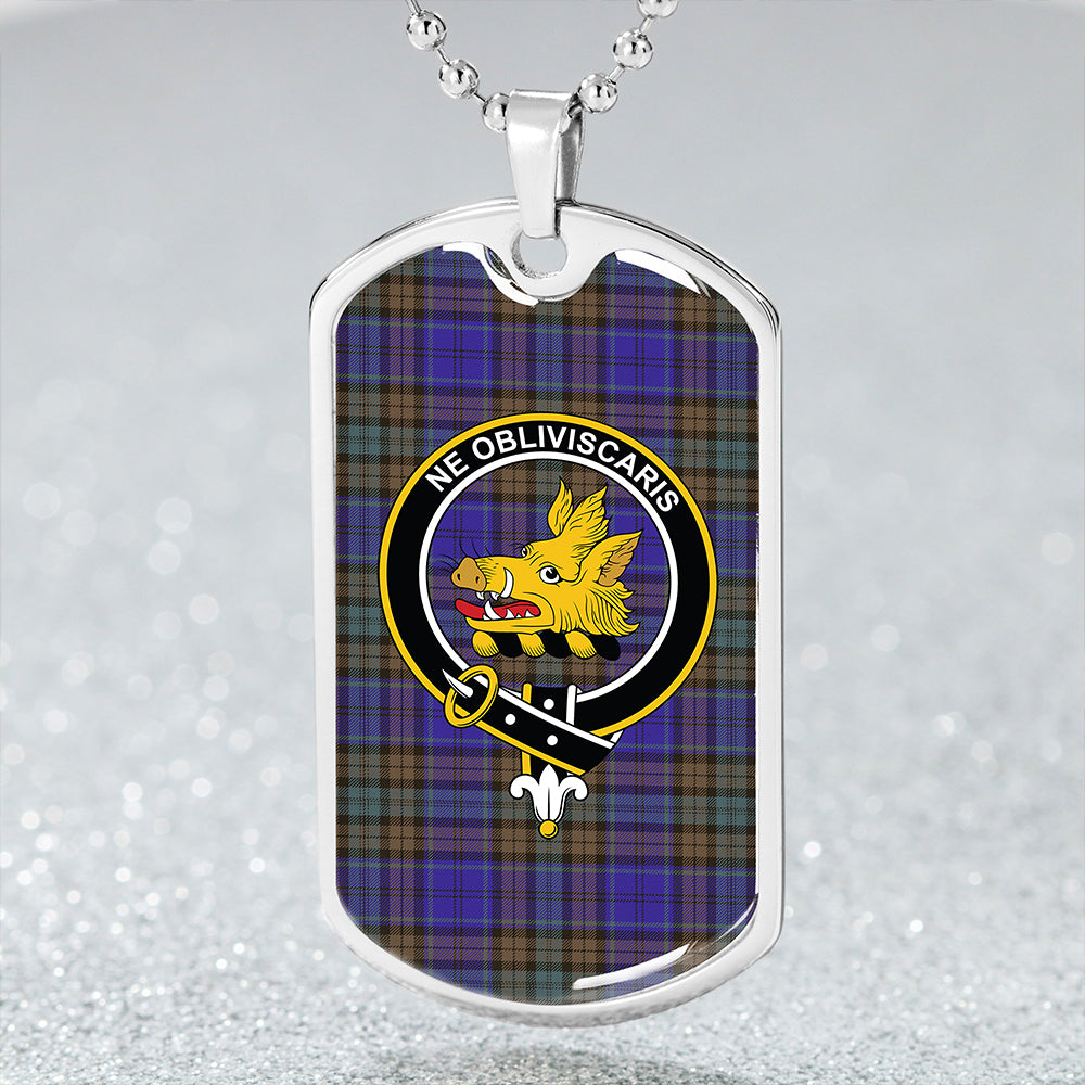 Campbell 42nd Dress Balhousie Weathered 2 Clan Badge Classic Tartan Dog Tag Necklace