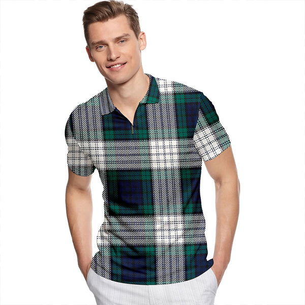 Campbell 42nd Dress Modern Tartan Classic Lapel Zip Short Sleeve Polo