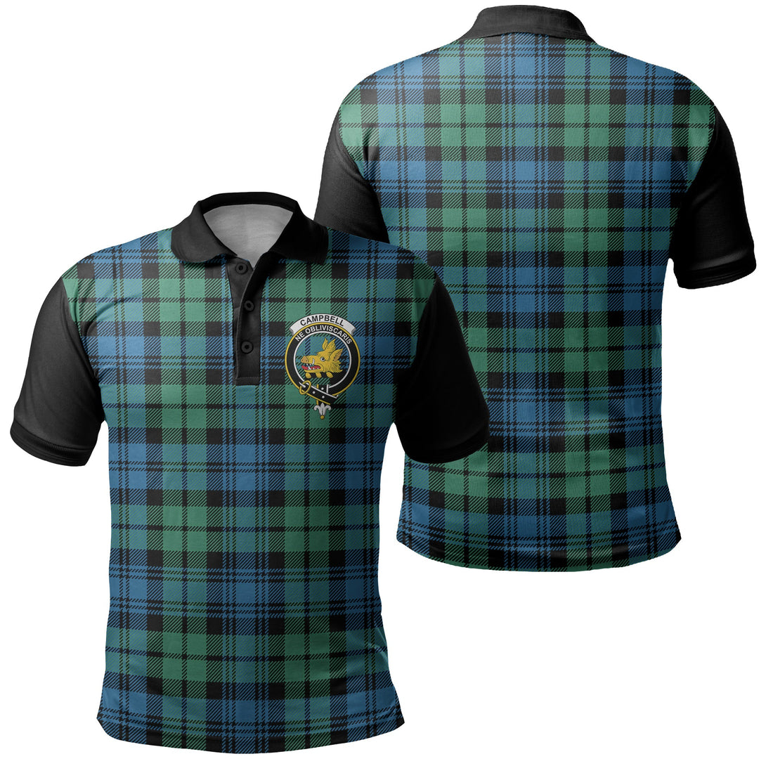 Campbell Ancient 01 Tartan Crest Polo Shirt Black Neck 1 Style