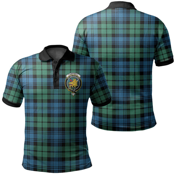 Campbell Ancient 01 Tartan Crest Polo Shirt Black Neck 2 Style