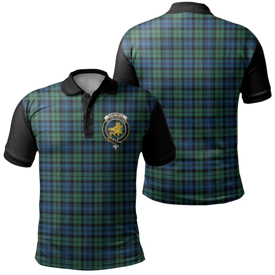 Campbell Ancient 02 Tartan Crest Polo Shirt Black Neck 1 Style