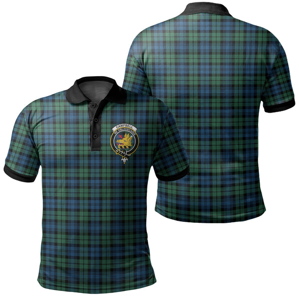 Campbell Ancient 02 Tartan Crest Polo Shirt Black Neck 2 Style