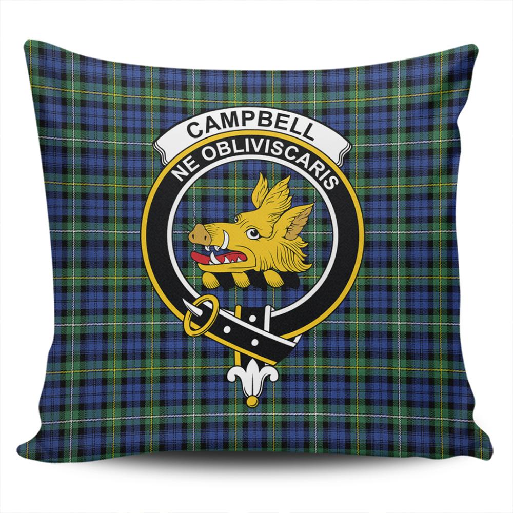 Campbell Argyll Ancient Tartan Classic Crest Pillow Cover