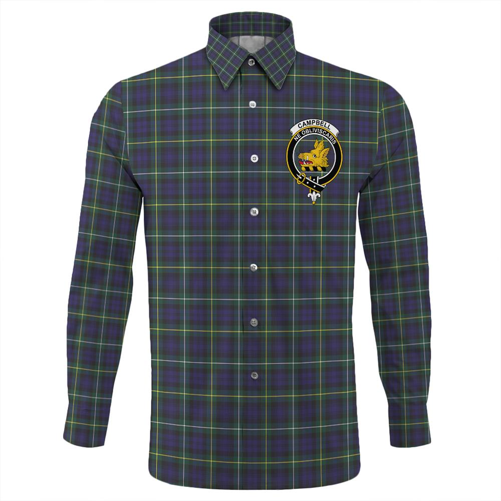 Campbell Argyll Modern Tartan Classic Crest Long Sleeve Button Shirt