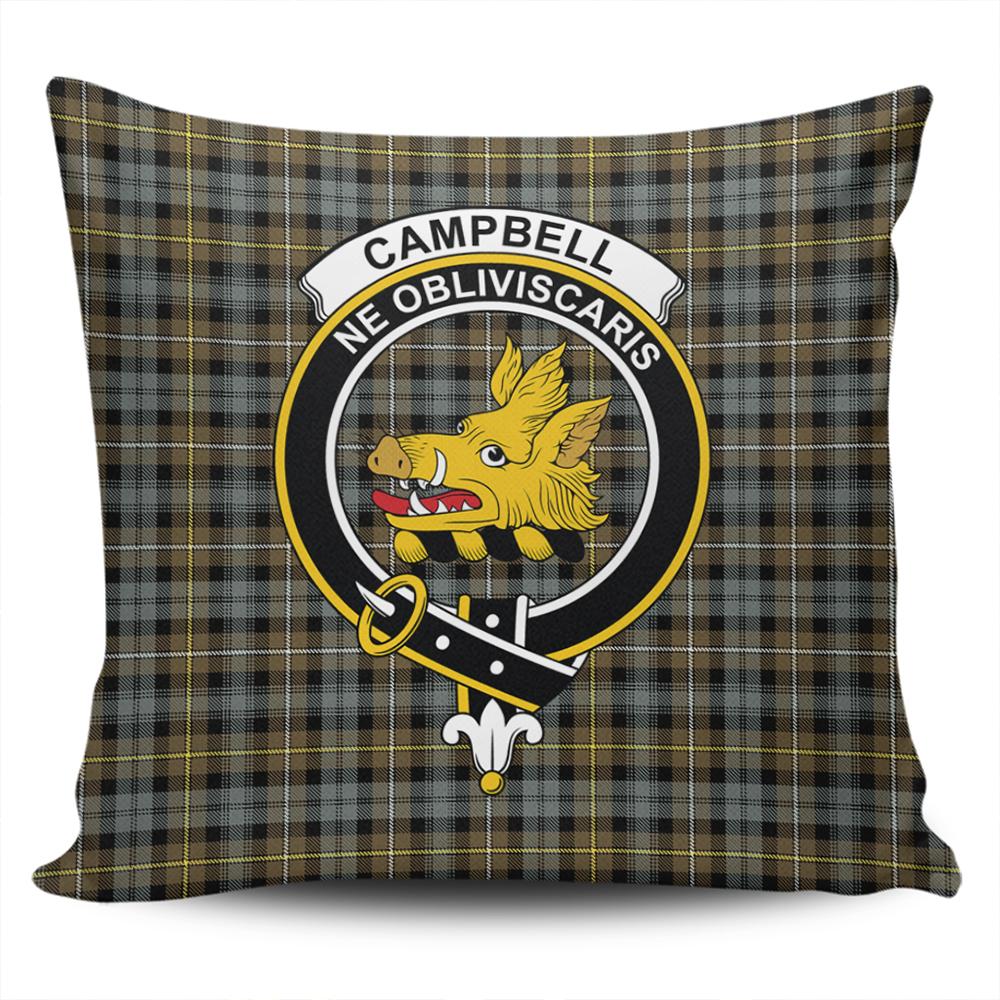 Campbell Argyll Weathered Tartan Classic Crest Pillow Cover