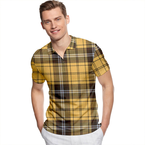 Campbell Camel Weathered Tartan Classic Lapel Zip Short Sleeve Polo