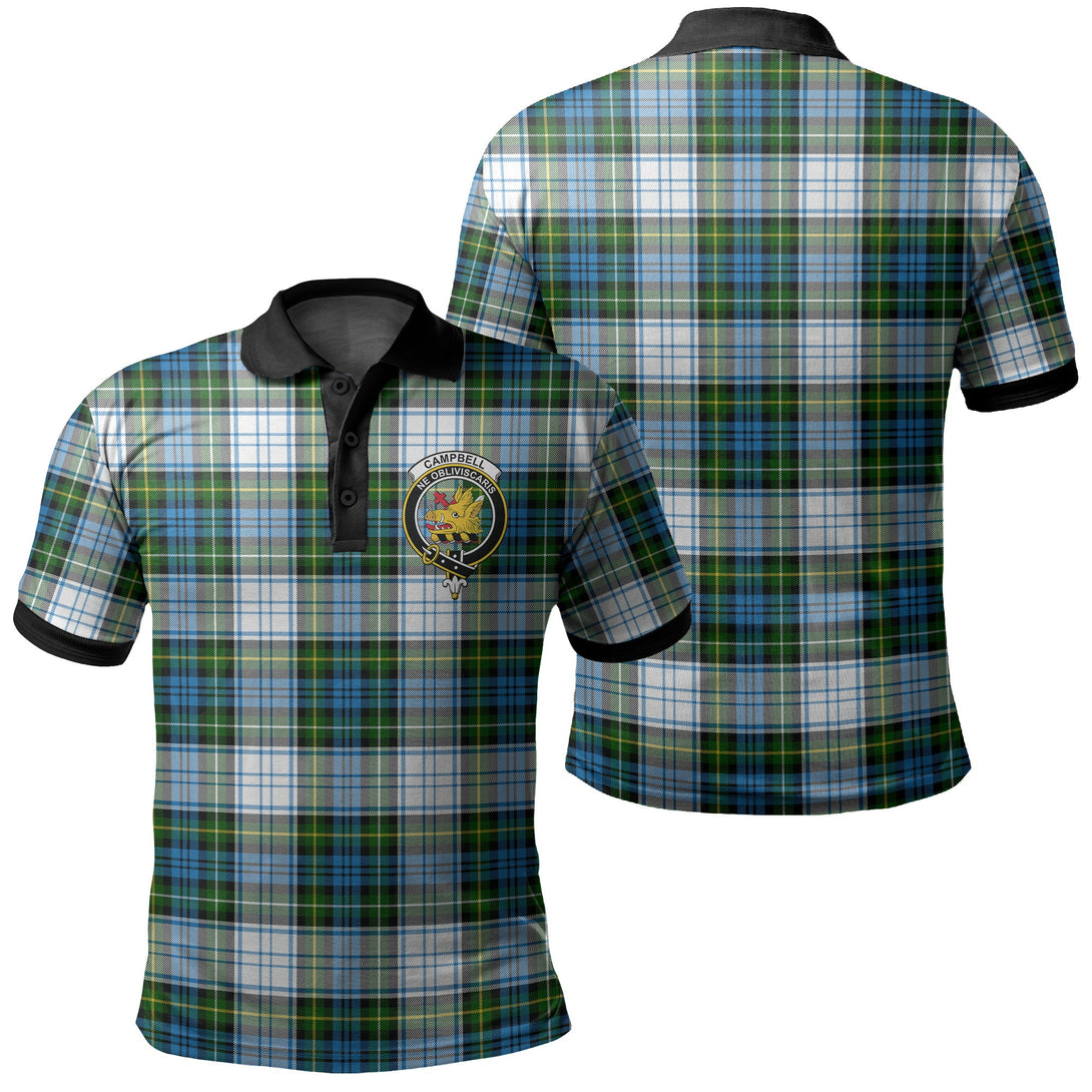 Campbell Dress Ancient Tartan Crest Polo Shirt Black Neck 2 Style